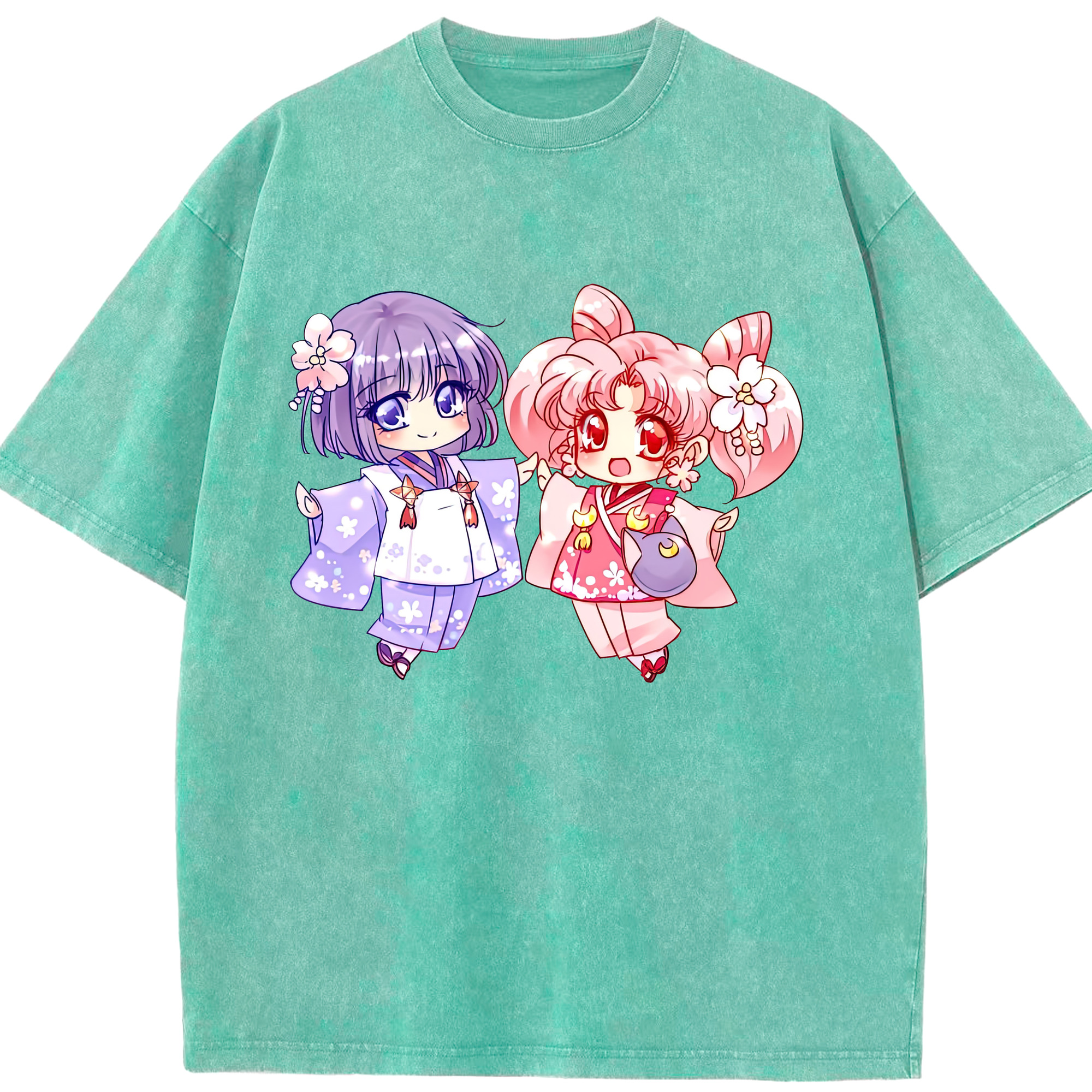 （画像用） 美少女戦士セーラームーン ちびうさ Sailor Moon Chibiusa Tsukino Usagi Small Lady Serenity 綿100% ヴィンテージ風 半袖Tシャツ（フロントプリント）